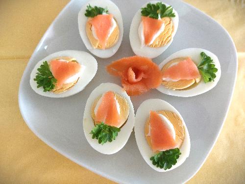 Egg halves with Salmon picture