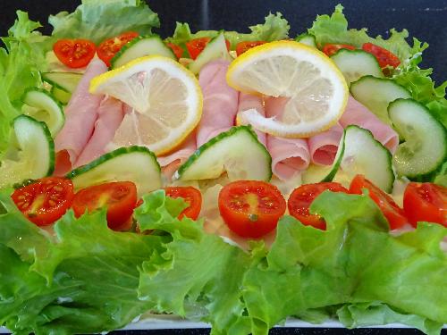 Swedish sandwich cake with ham and chicken picture